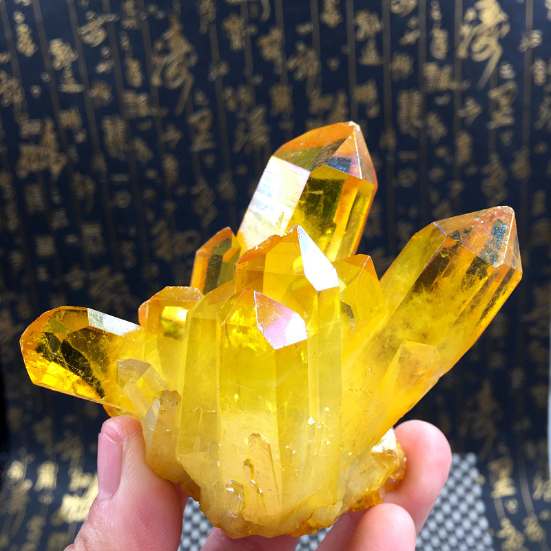 天然黄水晶簇 水晶原石矿 消磁石 鱼缸石 风水小摆件