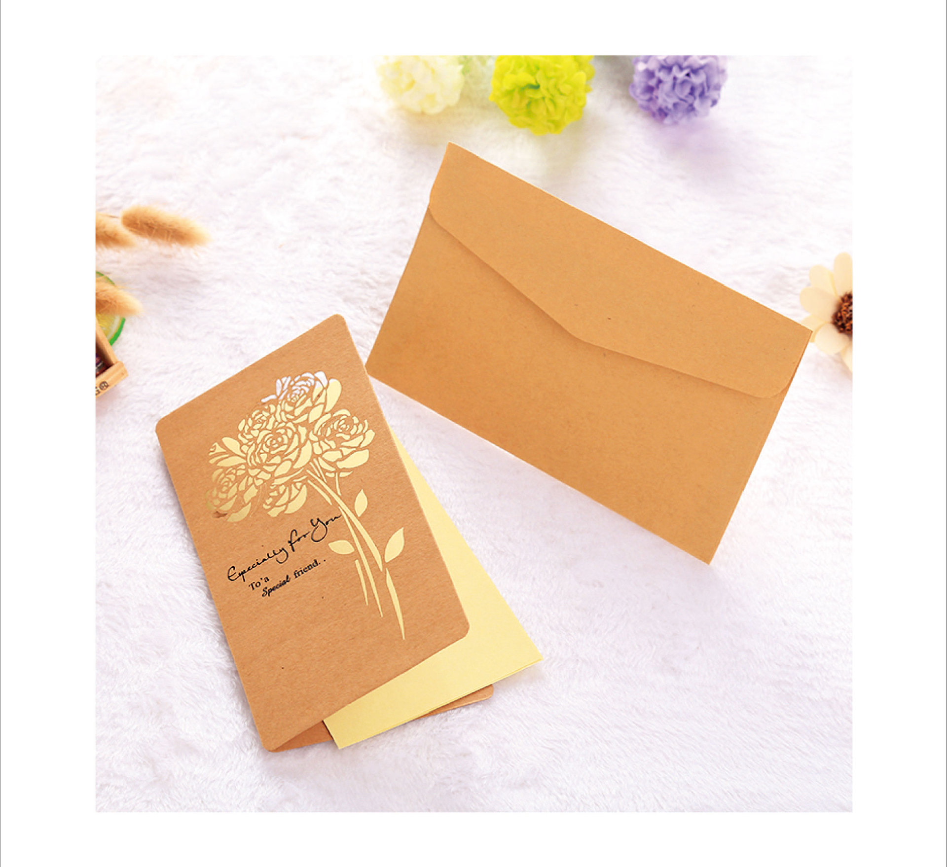 复古镂空牛皮纸贺卡 创意商务节日卡片 花店生日赠品贺卡可定制