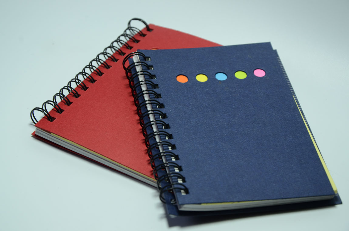 【创意环保组合带尺子线圈记事本 空白便利贴 彩条便签本定做】价格