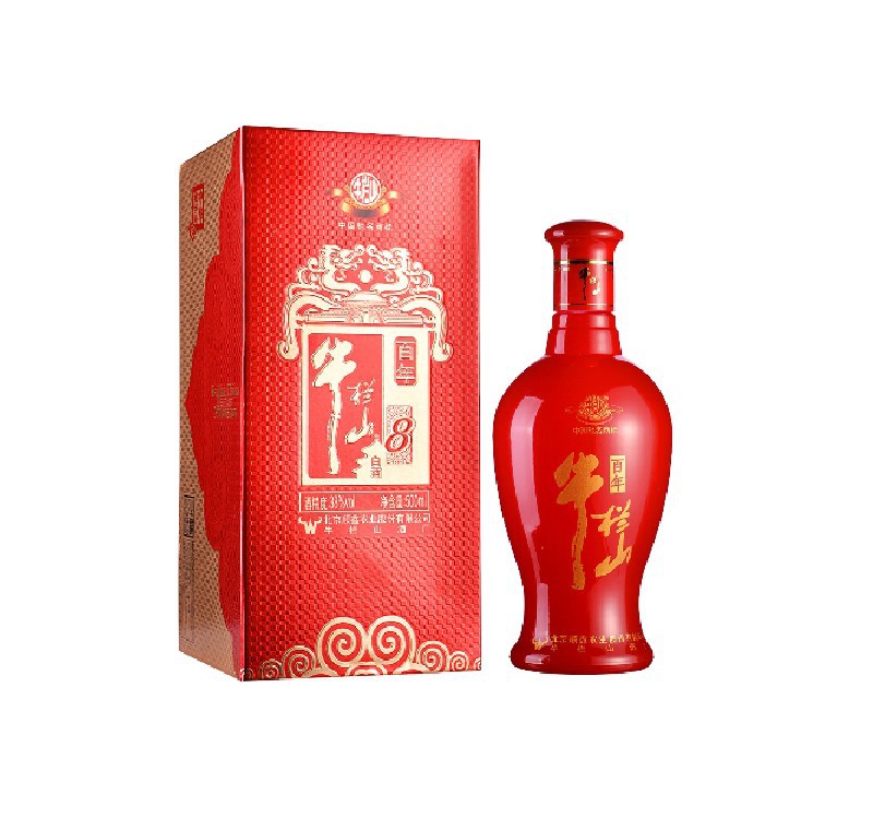 批发百年牛栏山陈酿红8年38度红瓷瓶 珍品浓香型白酒500ml6包邮-胶胶