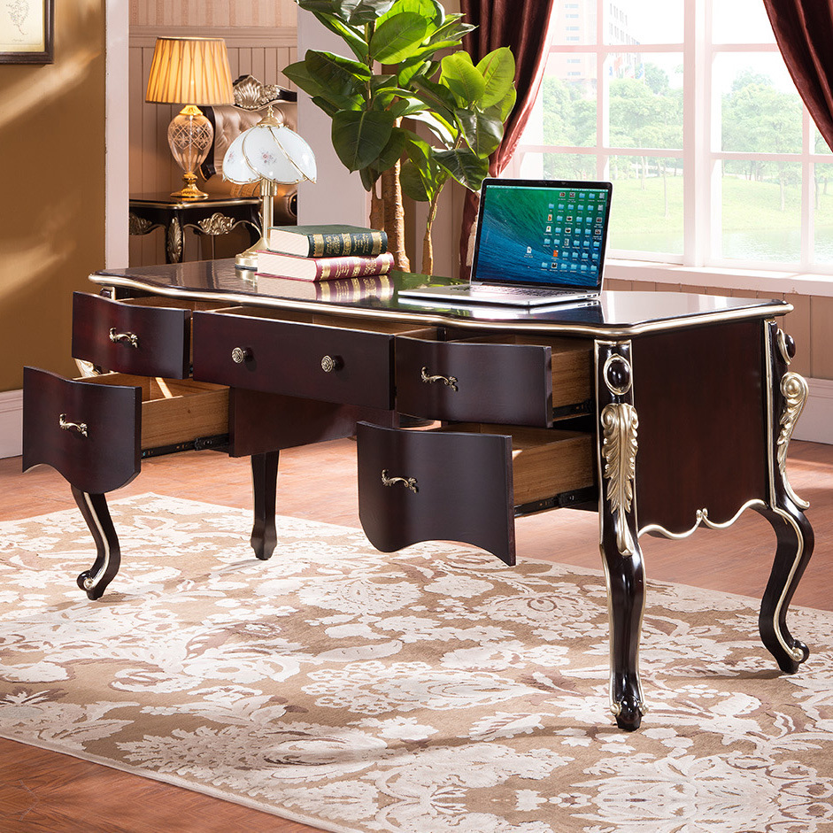 欧式书桌组合新古典电脑桌实木书桌 美式简约写字台 书房家具现货