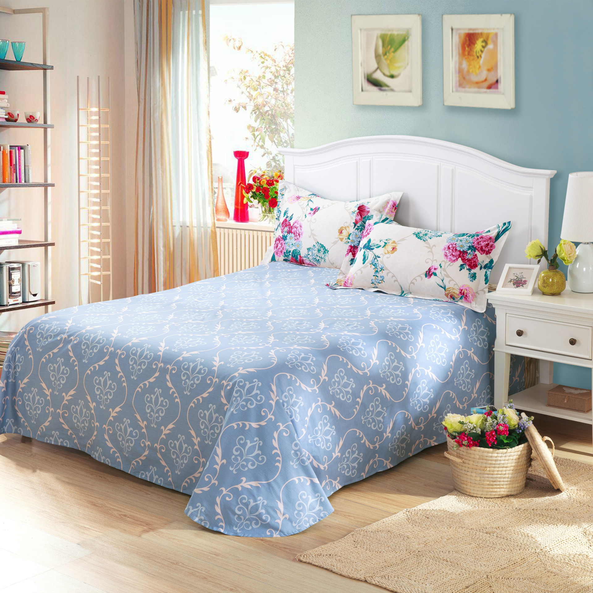 纯棉圆角床单 单人双人全棉单件被单 枕套