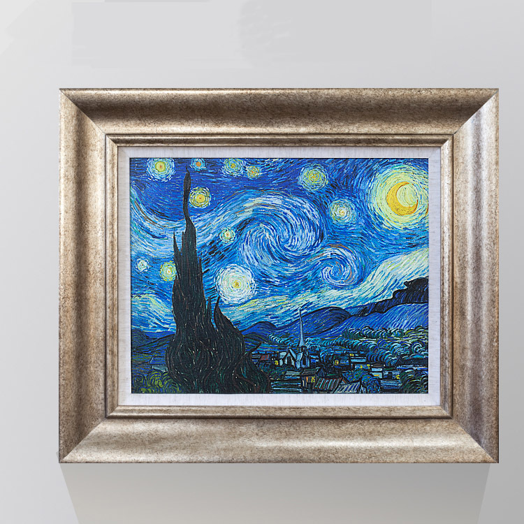 热销精准十字绣欧式玄关装饰画卧室挂画印象派原作版画梵高星空