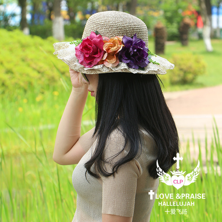 花朵 花卉 韩版太阳帽蕾丝草帽