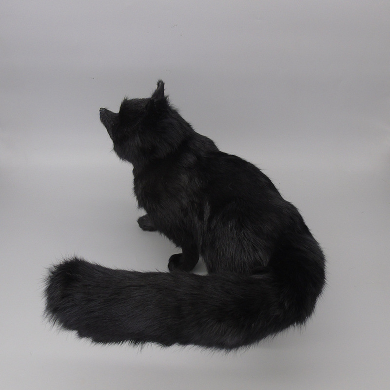 仿真黑狐狸仿真皮毛动物手工艺品 家居摆件 狐仙供品仿真狐狸