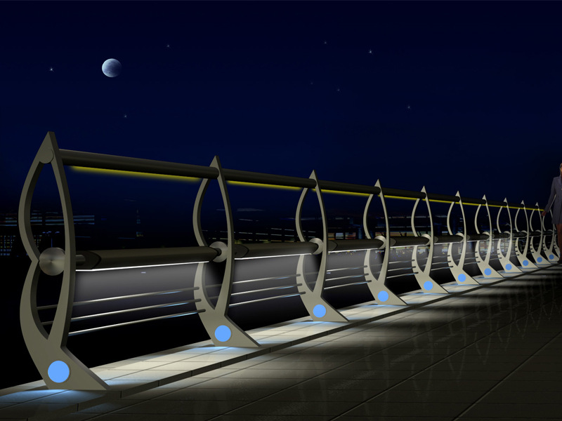 灯光护栏 光电栏杆 道路 桥梁 防护栏 景观