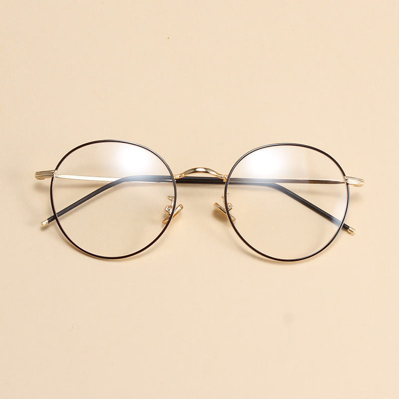 复古圆框镜架银色小眼镜框女款可配近视镜片细边眼镜简约全框5222