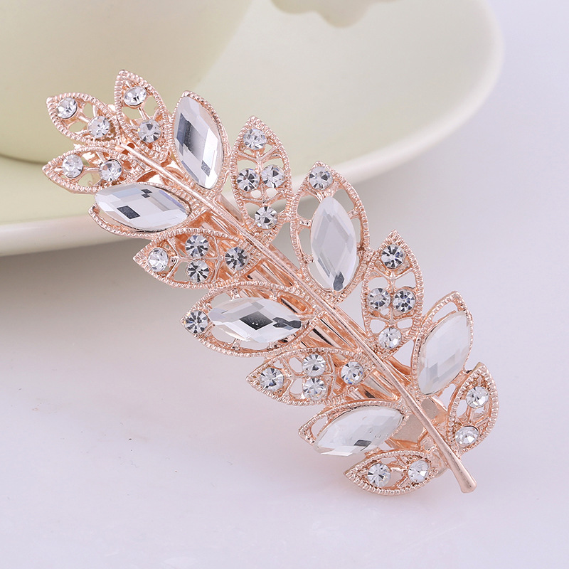 Large Korean Style Crystal Diamond Spring Ponytail Rhinestone Hairpin Headdress Flowers Simple Hair Clip Horizontal Clip Ornament Wholesale