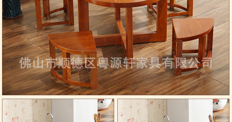 橡胶木茶几原木多功能茶几桌功夫茶桌椅组合创意家具圆桌J25