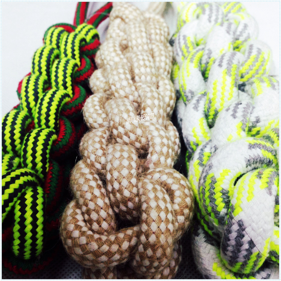 双结狗咬绳宠物用品玩具猫狗绳结训练耐咬宠物玩具绳结棉绳球批发
