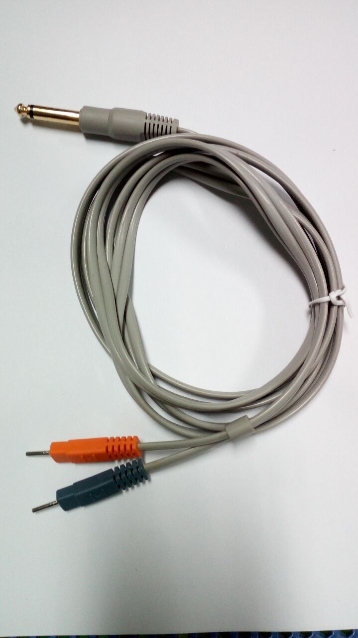 35镀金话筒头双插针线 dc6.35话筒线双针线