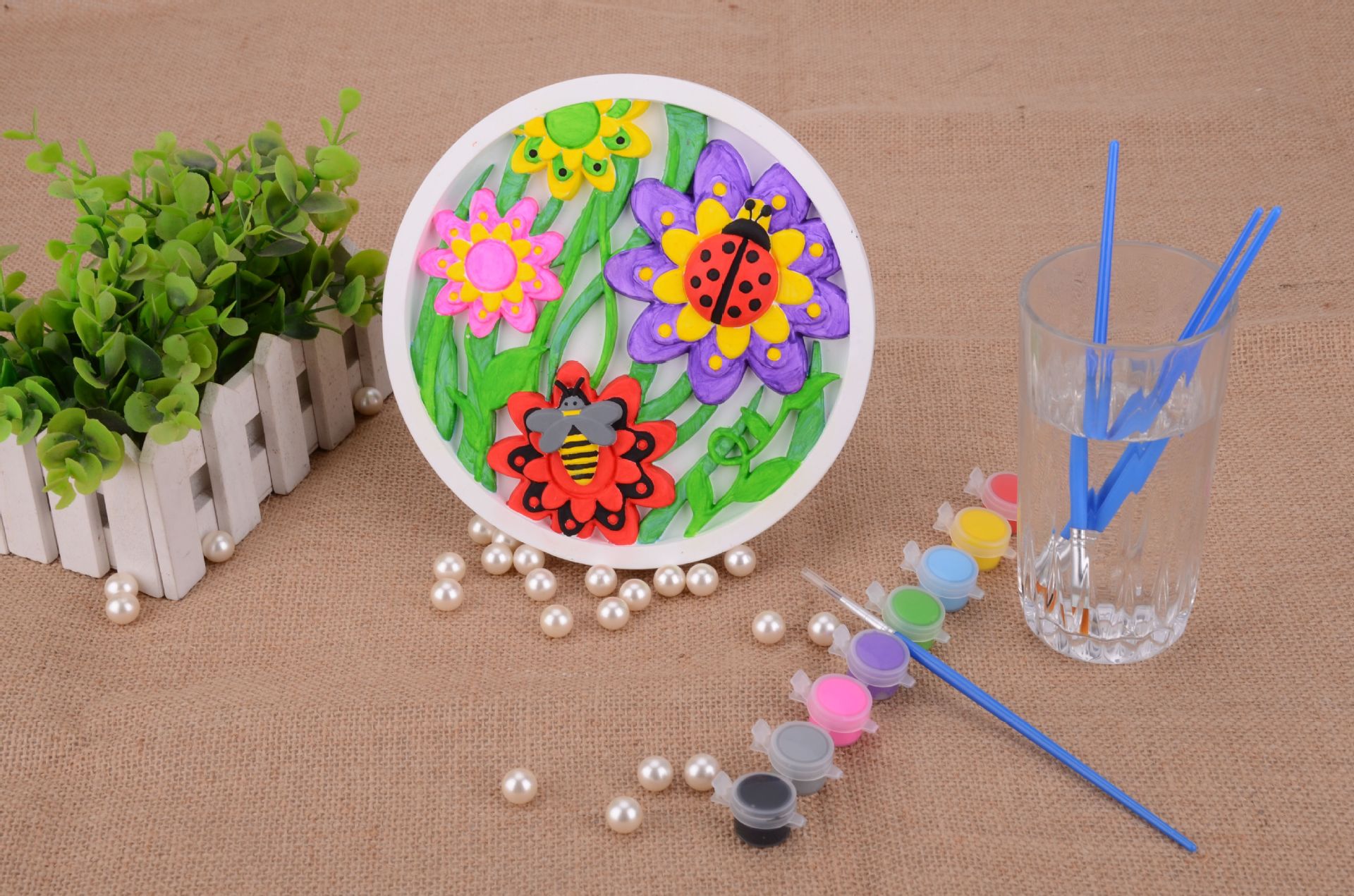 儿童手绘陶瓷画,diy手绘陶瓷画