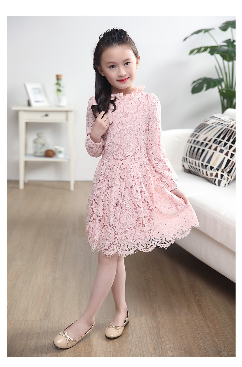童装一件代发女童秋季蕾丝连衣裙2016新款春秋装大童女孩韩版裙子