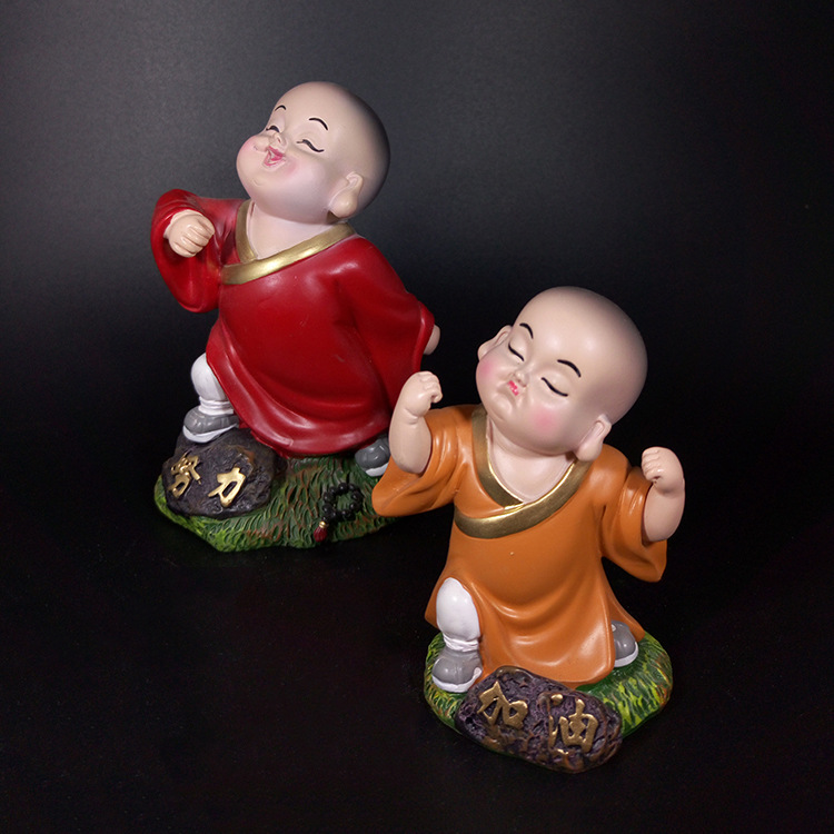 直销树脂工艺品 可爱小和尚 努力加油动作小和尚可定制