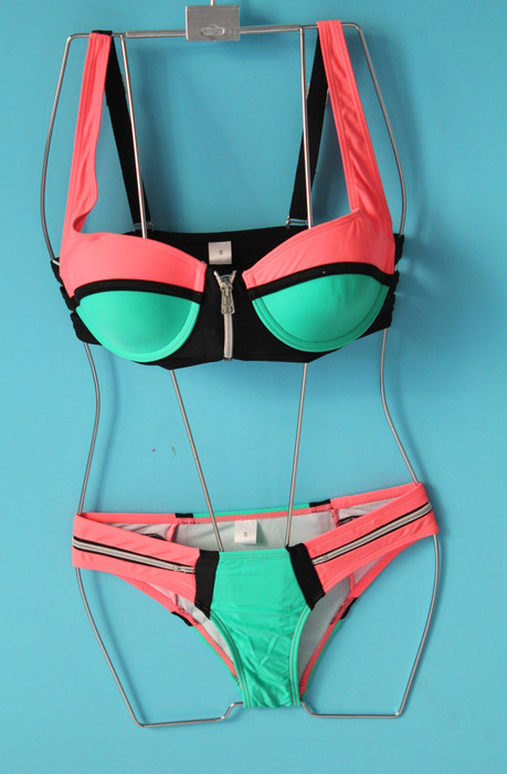 2016欧美爆款分体拉链游泳衣外贸原单性-比基尼,分体泳衣