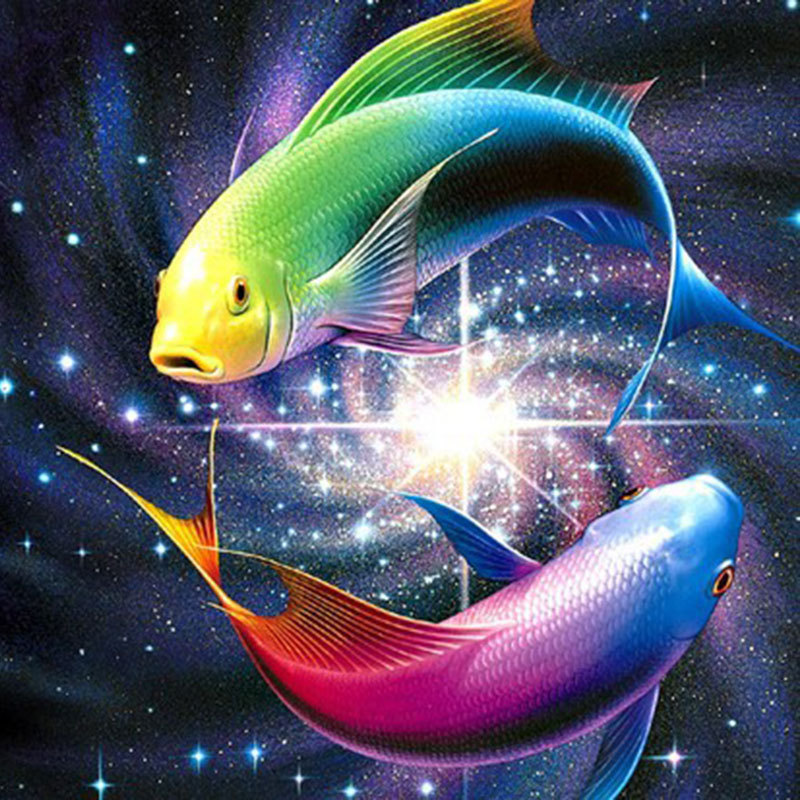 速卖通热卖七彩梦幻鱼手工工艺品钻石画厂家