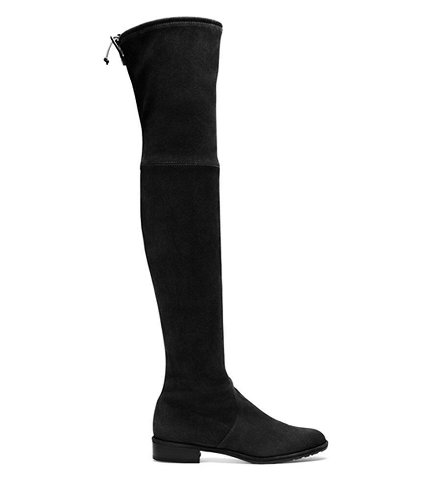 秋季欧美流行女士弹力靴黑色过膝靴舒适平底靴外贸厂家定制