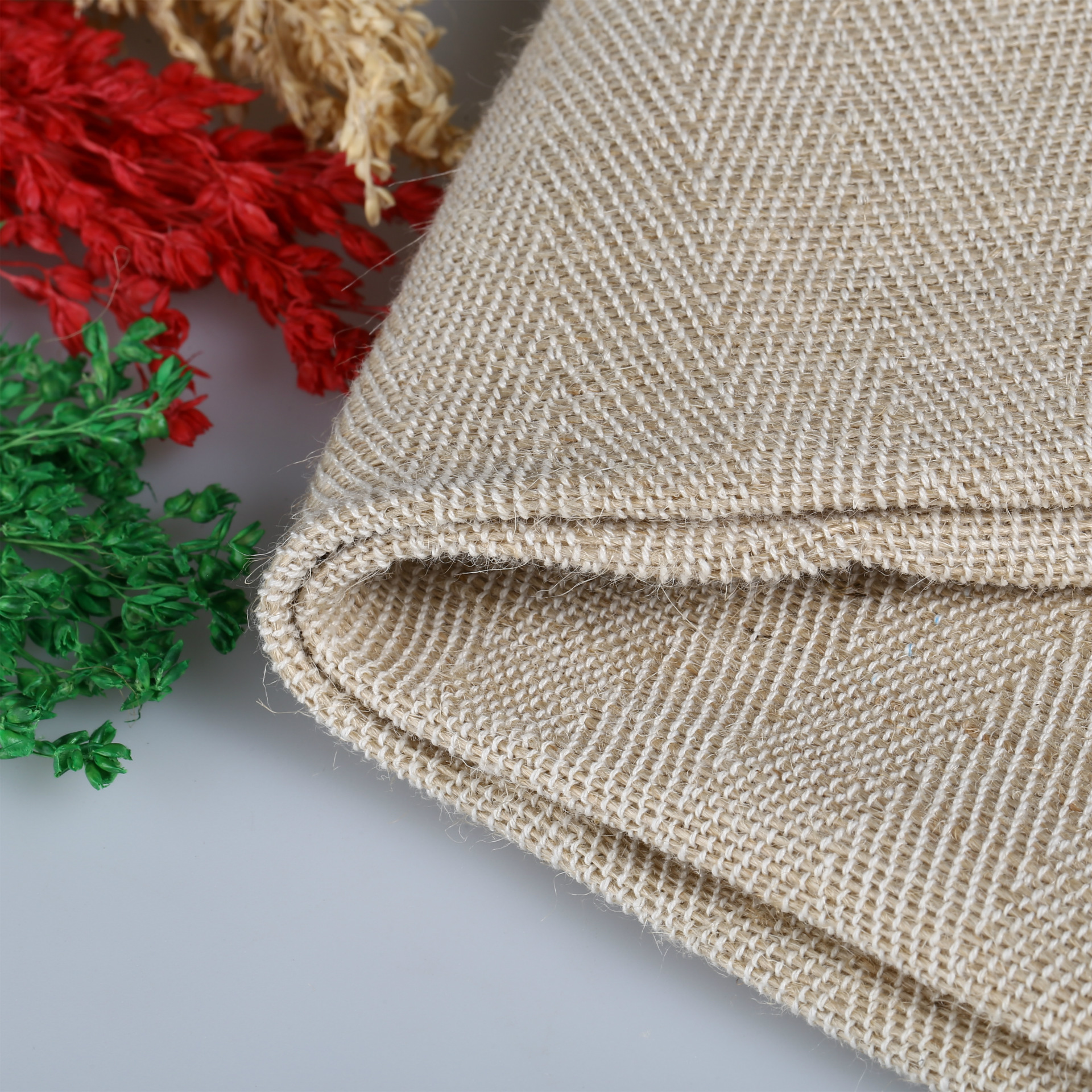 单面人字麻黄麻布交织类面料麻棉交织多种交织类面料