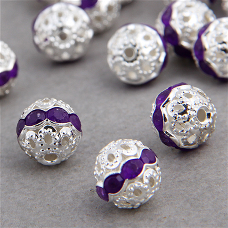 项链手链手工diy金属配件 球形镶钻饰品