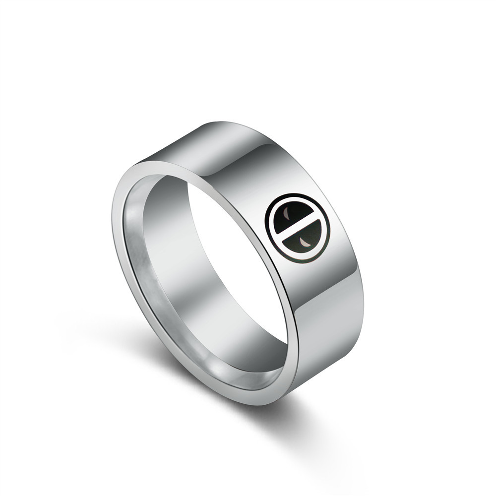 影视周边 漫威 marvel 死侍deadpool 标志不绣钢钛钢戒指