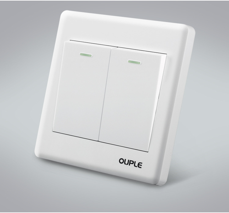 批发欧普开关插座|86型暗装墙壁开关|二开单控|二联单控|.