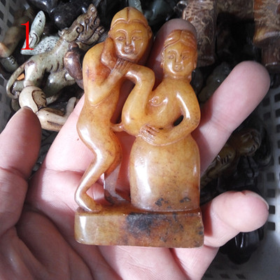 瑞瑶玉业厂家直销岫玉雪花玉仿古做旧性文化春宫立体人物收藏摆件