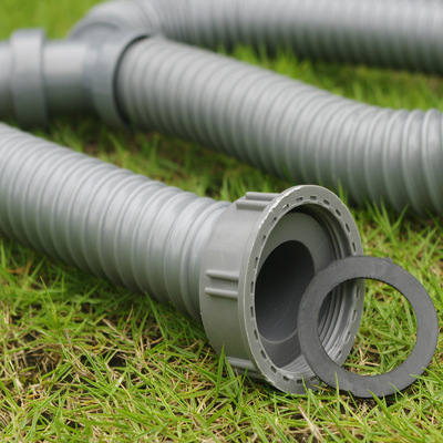 外贸专供优质pvc软管厨房不锈钢盆双槽带活接下水头排水管