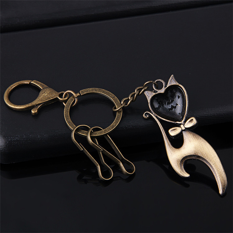 厂家直销可爱复古猫咪钥匙扣金属锌合金挂件意广告促销品可定制