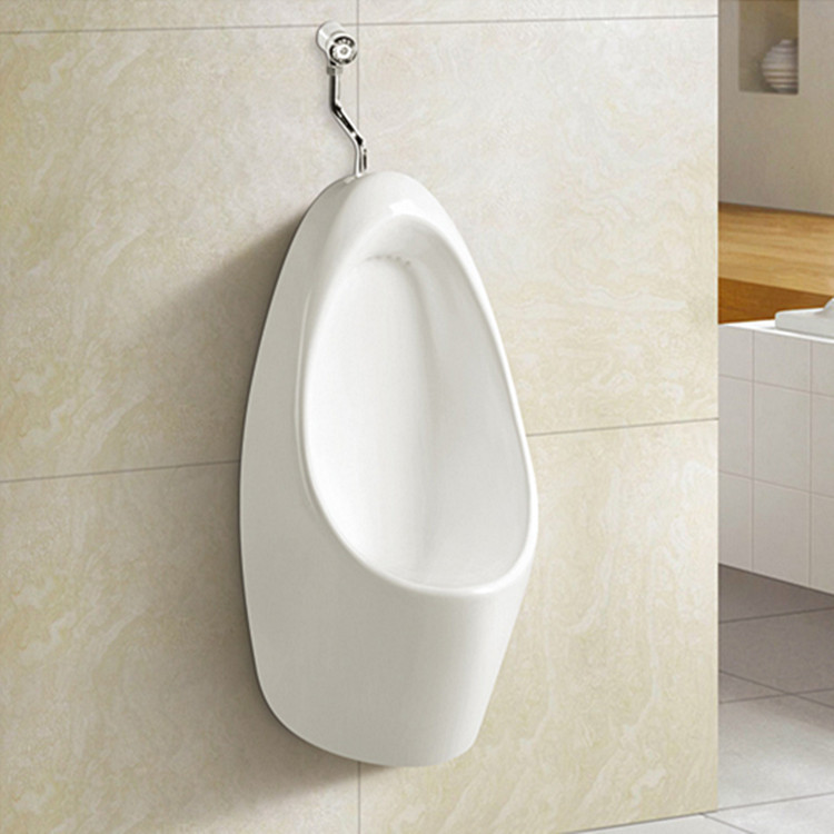 荐 卫生间陶瓷小便斗 手按式挂墙小便器 壁挂式小便池 卫浴洁具