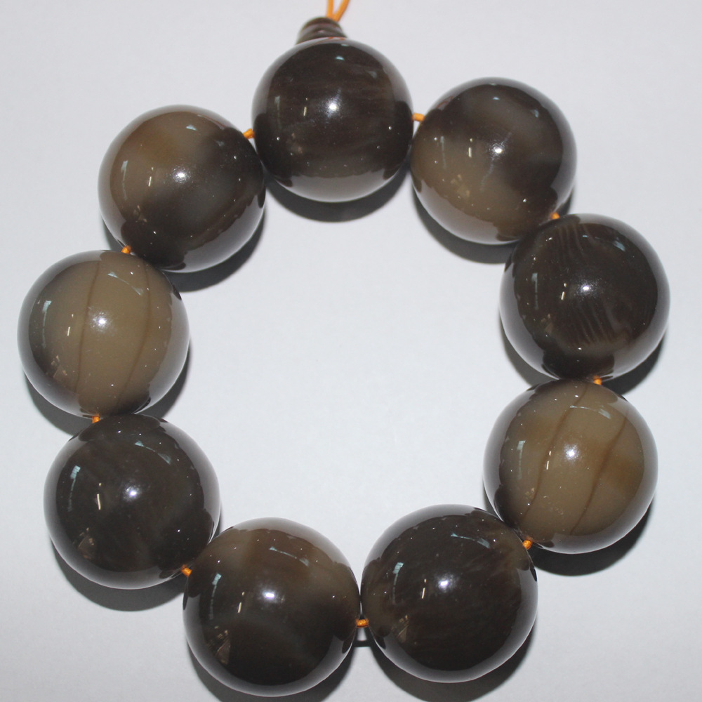 灰牛角佛珠水牛角牛角手链牛角手串18-30mm