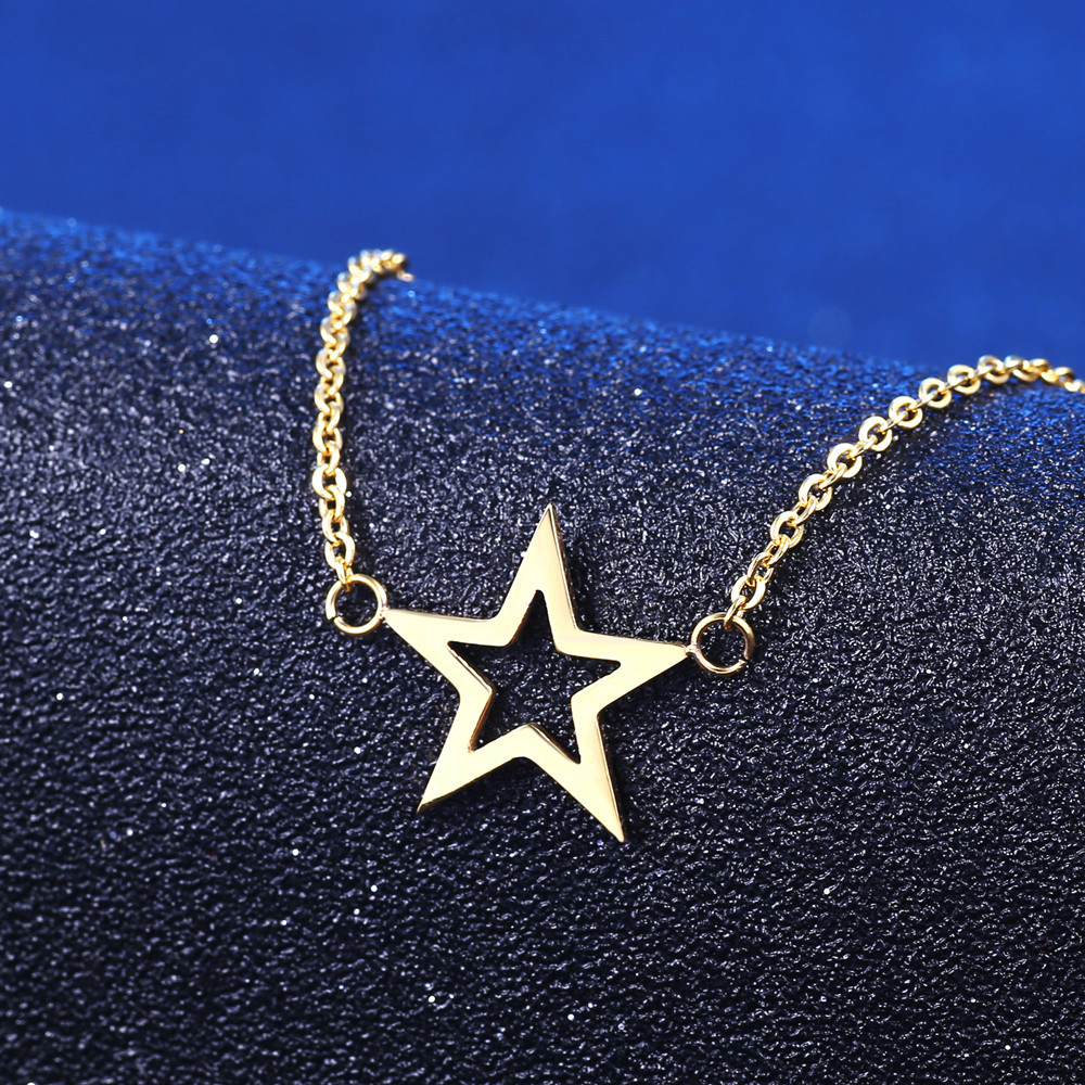 不锈钢简约星星吊坠 五角星项链女款百搭饰