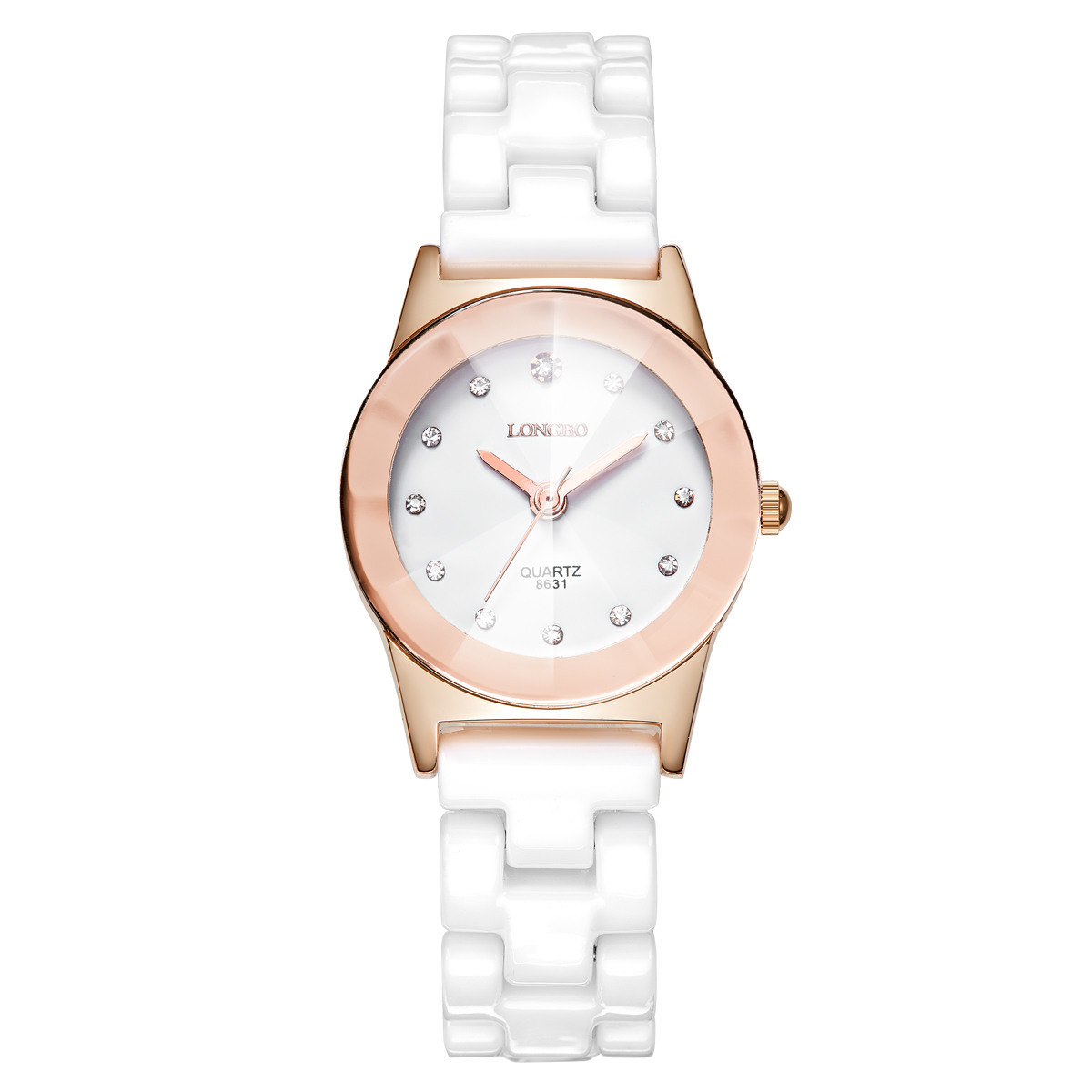 longbo/龙波 8631韩版休闲情侣白陶瓷手表女款 时尚女学生石英表