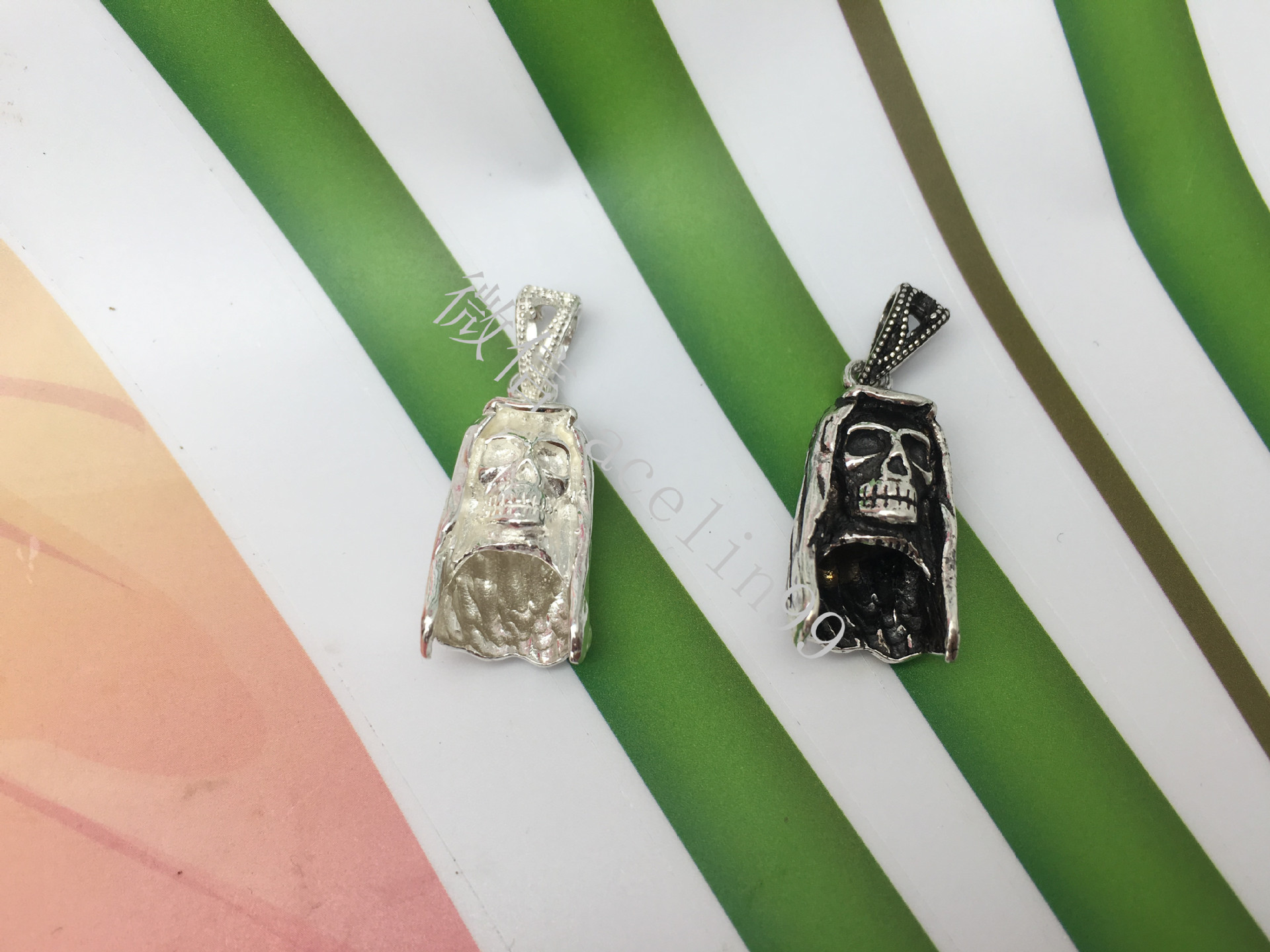 925纯银狼牙套骷髅头个性复古包银牙套狼牙狗牙藏獒牙项链吊坠批