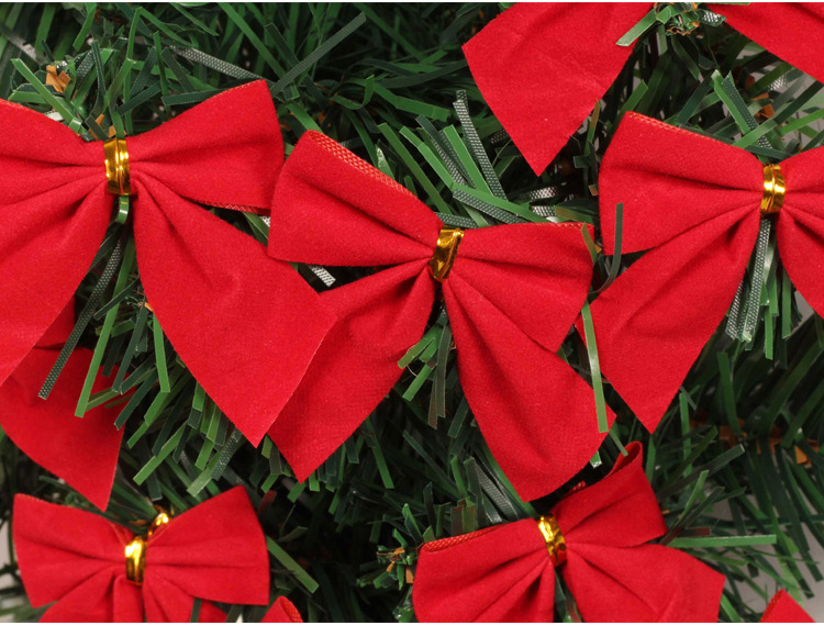 厂家直销圣诞节装饰 圣诞树红色小蝴蝶结 圣诞布置小挂件12个一卡