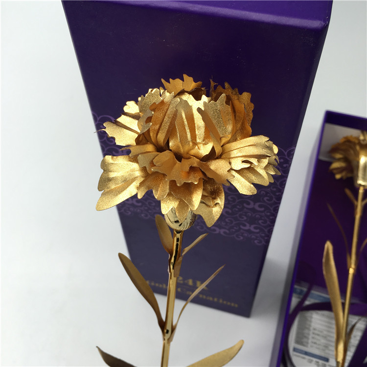 厂销 绒沙金 玫瑰康乃馨花 镀金工艺品 情人节母亲节礼物