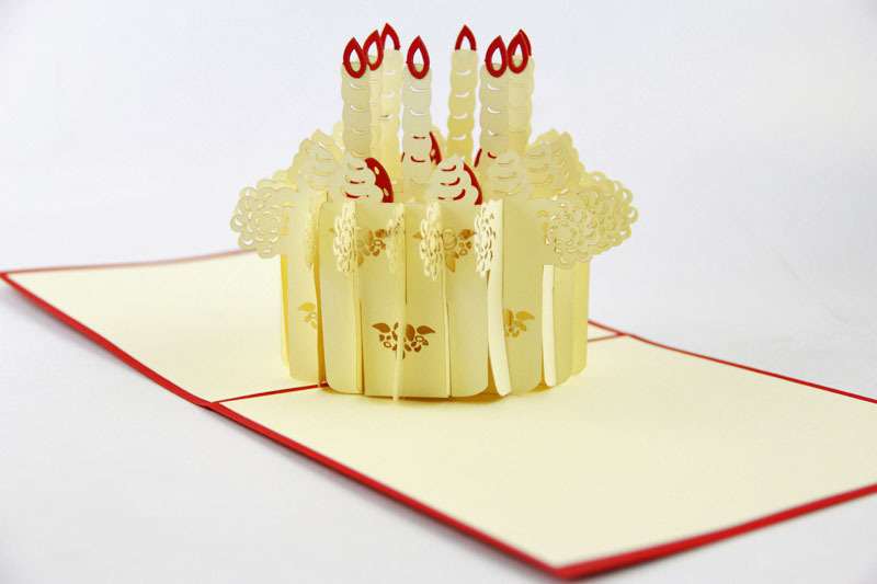 180度草莓蛋糕生日贺卡 创意3d立体剪