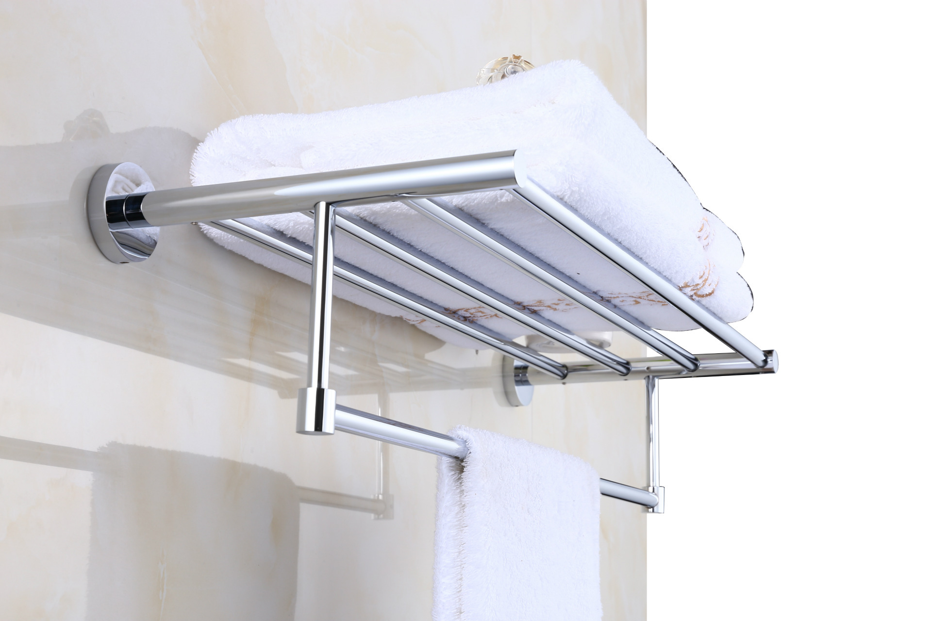 浴室毛巾架 全铜多杆浴巾架 多功能置物架 毛巾杆双层简约工程款