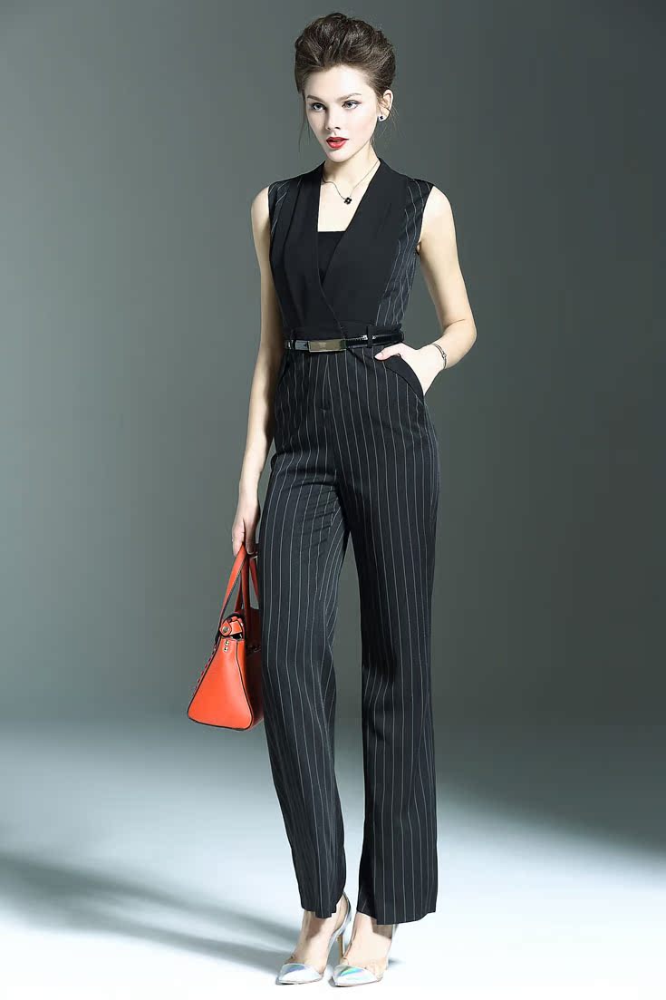 b959 2016女装春装条纹连体裤女阔腿裤薄连衣裤女显瘦长裤休闲裤