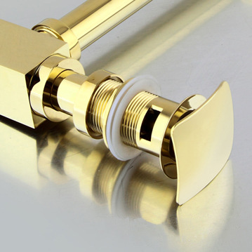 京川 全铜方形金色墙排下水器入墙式下水管排水管面盆去水隔水器