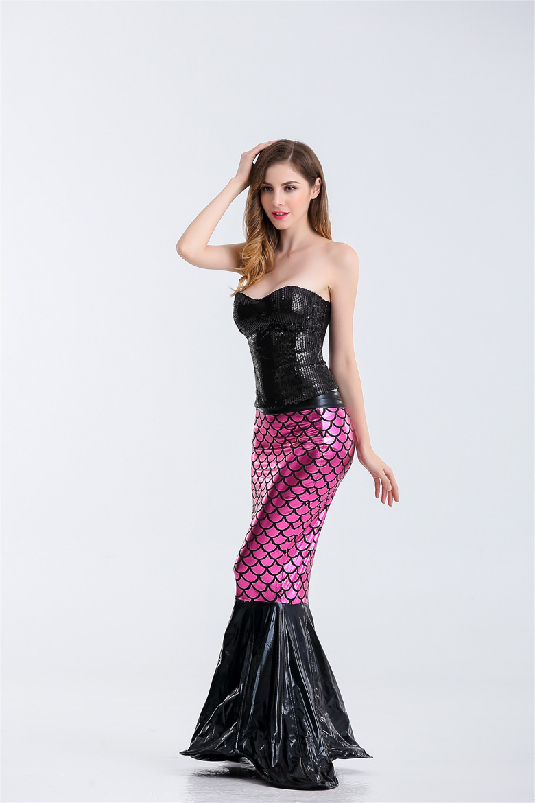 欧美修身美人鱼礼服cosplay套装 万圣节表演服一件代发现货批发