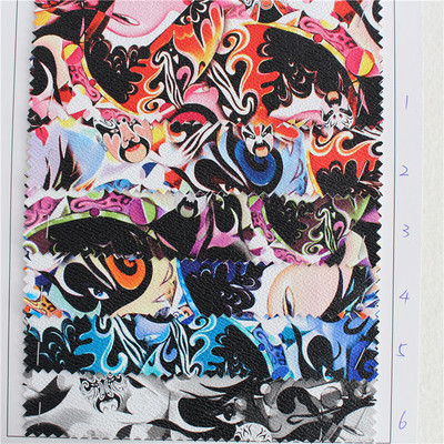 新款k6164皮革人造革面料蛤蟆纹彩色脸谱沙发包包装饰diy