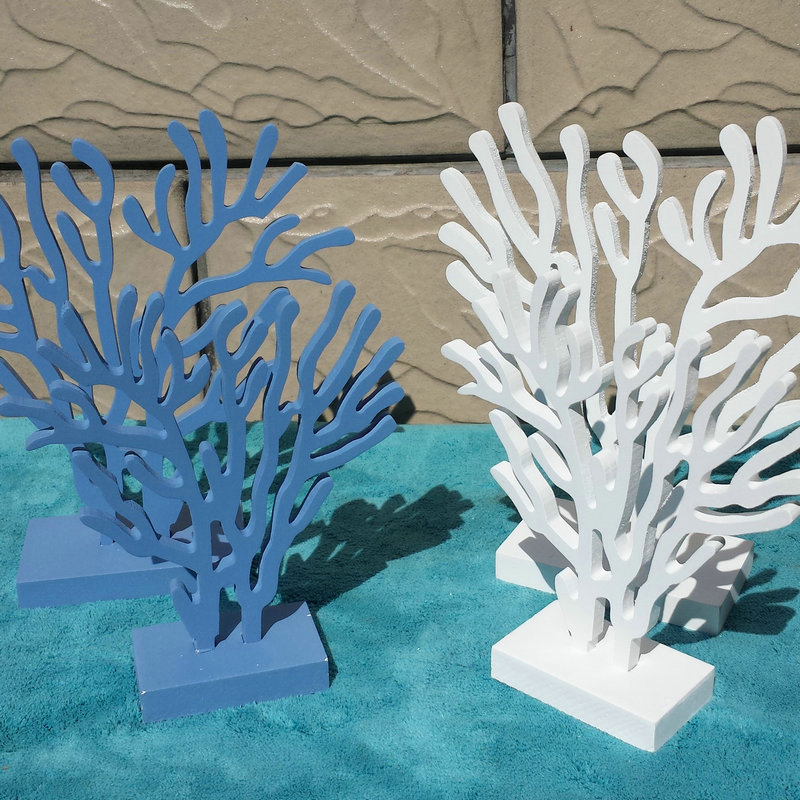 批发地中海风格木质珊瑚三件套 摆件装饰品纯手工木质家居工艺品