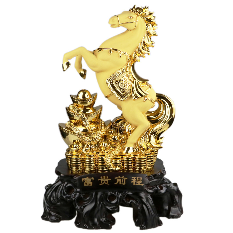 雅信树脂工艺金马摆件富贵前程客厅办公室电视柜装饰开业乔迁礼品