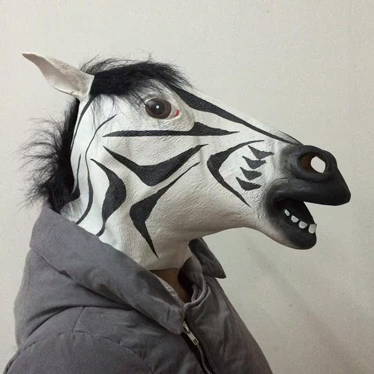 万圣节面具舞会面具乳胶马头面具动物头套马面具犬马君马面具批发