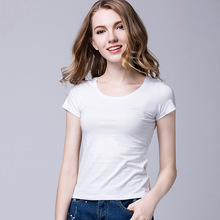 2023新款女装夏季莫代尔短袖t恤女纯色修身显瘦圆领上衣批发货源