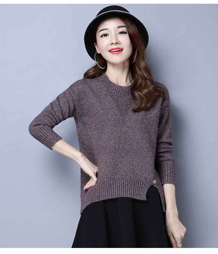 针织衫女 秋冬韩版宽松短款毛衣套头针织衫批发 优质新品一件代发