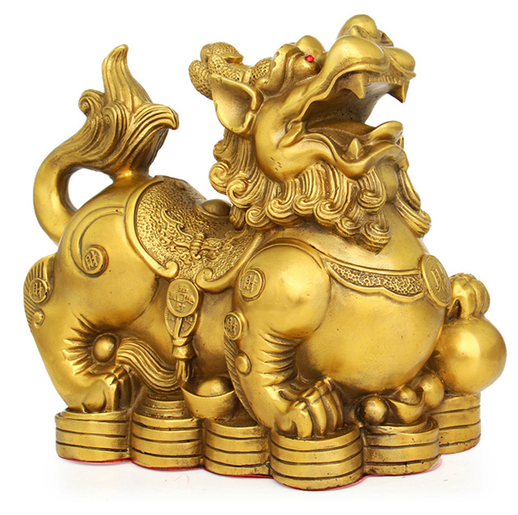 家居装饰客厅招财摆件 麒麟 铜钱貔貅**饰品金属工艺品会销.