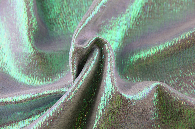幻彩镭射针织卫衣面料 彩色反光单面复合布