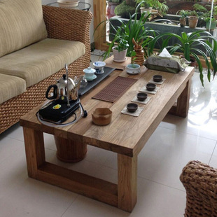 美式loft复古茶几 全实木茶桌创意桌客厅小户型茶桌 长条餐桌