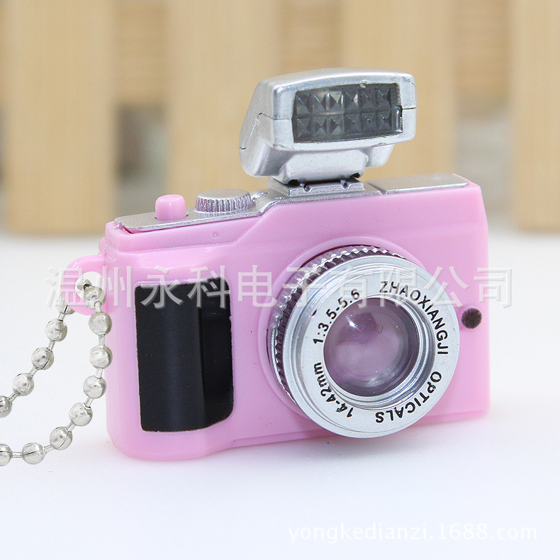 Daisy Small Camera Led Light Sounding Luminous Keychain Camera Necklace Pendant Creative Gift Key Ring